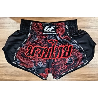 Shorts de Muay Thai Estilo Tailandês Go Fight Red Dragon Top Séries