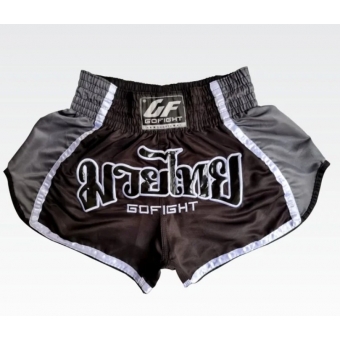 Shorts de Muay Thai Estilo Tailandês Go Fight  Preto/Grafite