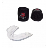 Kit luva Naja Black + bandagem+ protetor bucal preta /vermelha