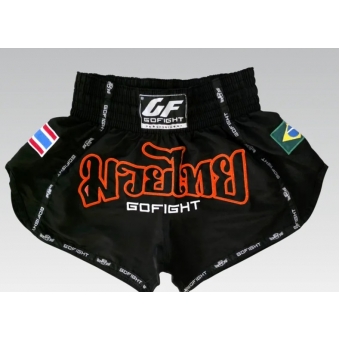 Shorts de Muay Thai Estilo Tailandês Go Fight Flag Orange