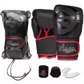 Kit luva Naja Black + bandagem+ protetor bucal preta /vermelha