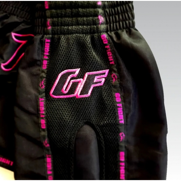 Shorts de Muay Thai Estilo Tailandês Go Fight Pink Symbol Top Séries