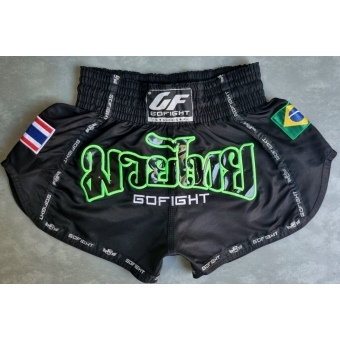 Shorts de Muay Thai Estilo Tailandês Go Fight Neon Flag