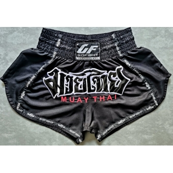 Shorts de Muay Thai Estilo Tailandês Go Fight Basic  Black