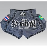 Shorts de Muay Thai Estilo Tailandês Go Fight Flag Grafite