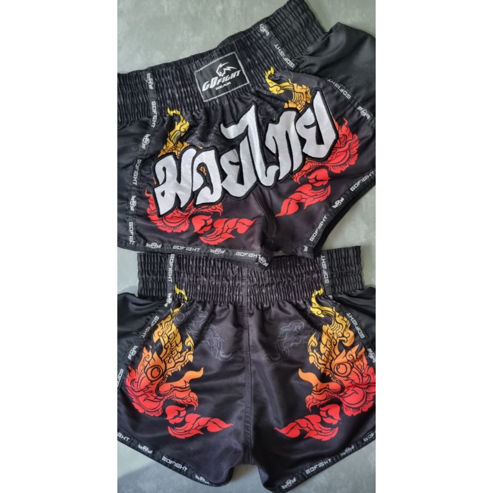 Shorts de Muay Thai Estilo Tailandês Go Fight Sak Degrade Red