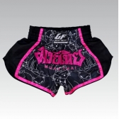 Shorts de Muay Thai Estilo Tailandês Go Fight Cats Black